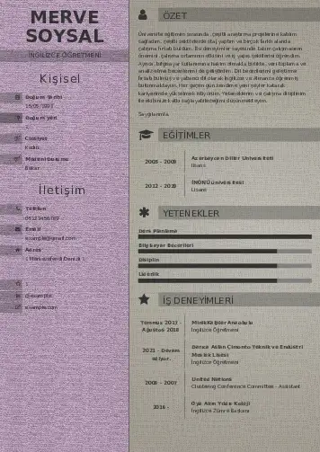 Yabancı Dil Öğretmeni Cv Örnekleri cv indir